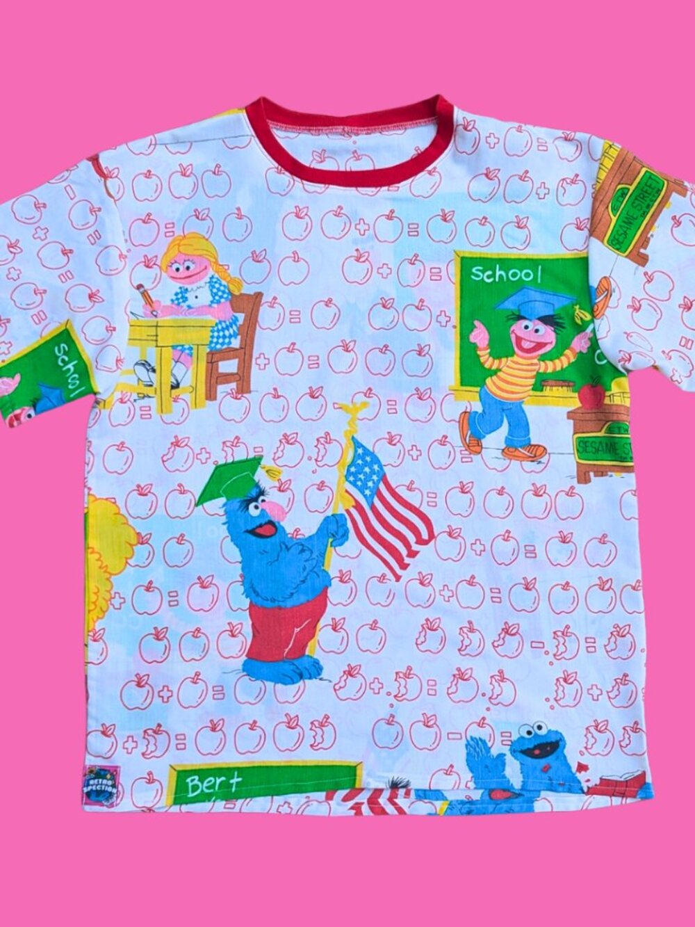 Handmade, Upcycled Sesame Street Bedsheet T-Shirt Oversized S-M, Fitted L-XL